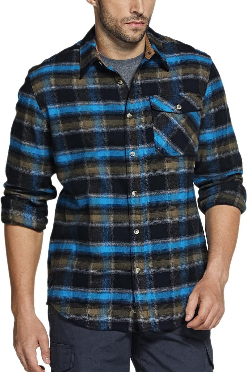CQR Men's 100% All Cotton Button Down Flannel Shirts, Long Sleeve Brushed Warm Soft Casual Outdoor Plaid Shirt, Plaid River, Medium - Image 2